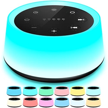 ColorsNoise Sound Machine: 30 Soothing Sounds & 12-Color Night Light