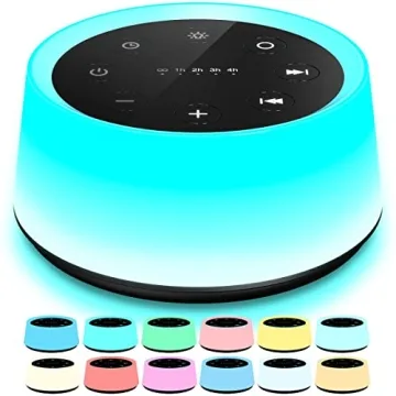 ColorsNoise Sound Machine: 30 Soothing Sounds & 12-Color Night Light