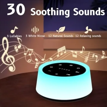 ColorsNoise Sound Machine 30 Sounds 12-Color Night Light