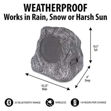 Victrola Solar Outdoor Rock Speakers for Garden Sound