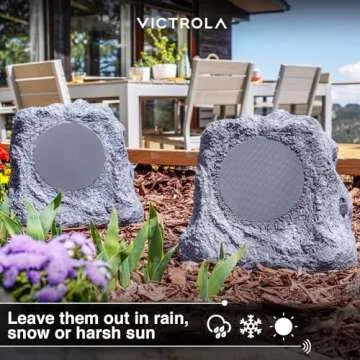 Victrola Solar Outdoor Rock Speakers for Garden Sound