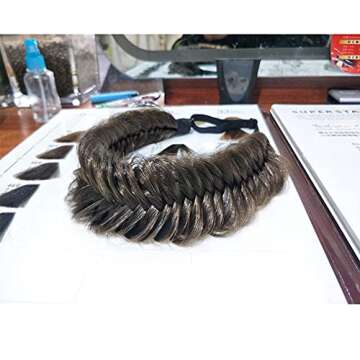 TOECWEGR Wide Fishtail 9 Strands Synthetic Hair Braided Headband Thick FluffyElastic Shape Ladies Be...