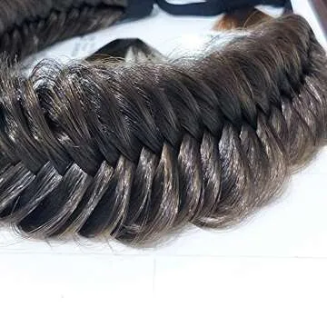 TOECWEGR Wide Fishtail 9 Strands Synthetic Hair Braided Headband Thick FluffyElastic Shape Ladies Beauty accessory Headband (Black brown)