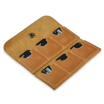 Leather SD Card Holder, SD Card Case, Micro SD Card Holder Organizer, SD Card Storage Case, Memory C...