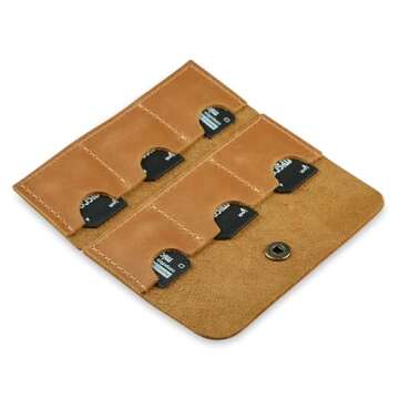 Leather SD Card Holder, SD Card Case, Micro SD Card Holder Organizer, SD Card Storage Case, Memory Card Case Cover, Travel Memory Card Case (Vintage Brown)