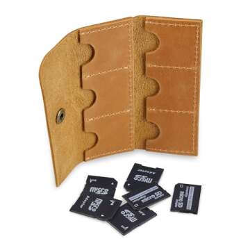 Leather SD Card Holder, SD Card Case, Micro SD Card Holder Organizer, SD Card Storage Case, Memory Card Case Cover, Travel Memory Card Case (Vintage Brown)