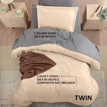 Utopia Bedding Duvet Cover Twin Size - 1 Comforter Cover with 1 Pillow Sham - 2 Pieces Bedding Duvet...