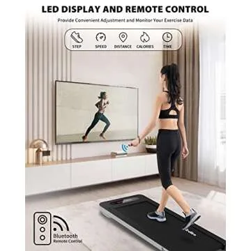 REDLIRO Walking Pad, Under Desk Treadmill 300 lb Capacity Motorized Portable Treadmill Compact, Sturdy Mini Treadmill for Small Space with Remote Control, LED Display for Home & Office Use