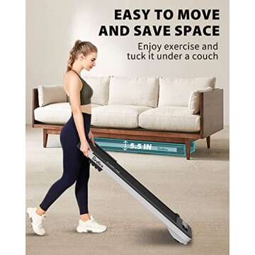 REDLIRO Walking Pad, Under Desk Treadmill 300 lb Capacity Motorized Portable Treadmill Compact, Sturdy Mini Treadmill for Small Space with Remote Control, LED Display for Home & Office Use