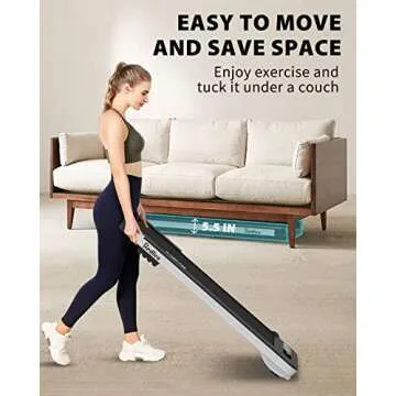 REDLIRO Walking Pad, Under Desk Treadmill 300 lb Capacity Motorized Portable Treadmill Compact, Sturdy Mini Treadmill for Small Space with Remote Control, LED Display for Home & Office Use