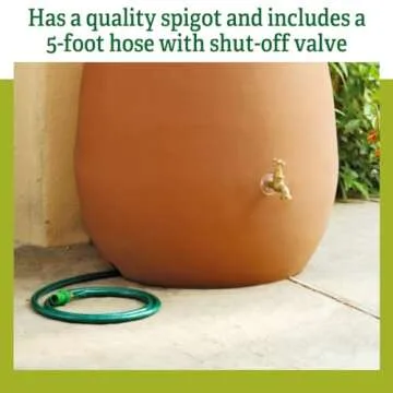 Gardener's Supply Company 65 Gallon Rainwater Collection Urn | Outdoor Rain Water Catcher | Eco Friendly Storage Barrel | Brass Spigot & Hose Included - Terra Cotta Color