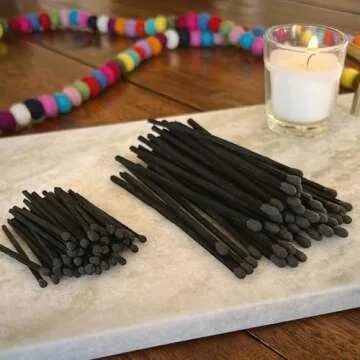 Thankful Greetings 2" All Black Matches | 100+ Bold Black Stick Black Tip ~ Safety Matchsticks with Strikers Great for Candle Lovers | Decorative Candle Lighting Accessories for Home, Event Décor