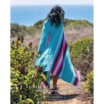 Benevolence LA Mexican Blanket, Authentic Handwoven Yoga Blanket & Outdoor Blanket, Made by Traditio...