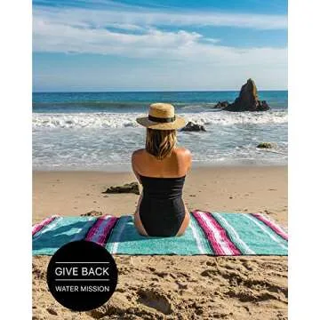 Benevolence LA Mexican Blanket, Authentic Handwoven Yoga Blanket & Outdoor Blanket, Made by Traditional Mexican Artisans, Saddle Blanket, Beach Blanket, Picnic Blanket, & Car Blanket 75 x 52 - Aqua