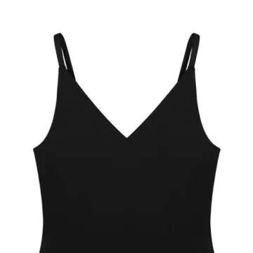 REORIA Womens Summer Sexy Open Back V Neck Spaghetti Strap Cami Double Lined Backless Trendy Thong Bodysuit Top Black Small