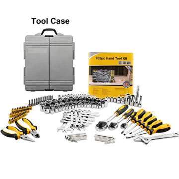 205 Piece Mechanics Tool Set, Socket Wrench Auto Repair Tool Pliers Combination Mixed Hand Tool Set Kit with Box Organizer Storage Case