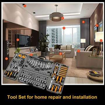 205 Piece Mechanics Tool Set, Socket Wrench Auto Repair Tool Pliers Combination Mixed Hand Tool Set Kit with Box Organizer Storage Case