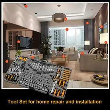 205 Piece Mechanics Tool Set, Socket Wrench Auto Repair Tool Pliers Combination Mixed Hand Tool Set Kit with Box Organizer Storage Case