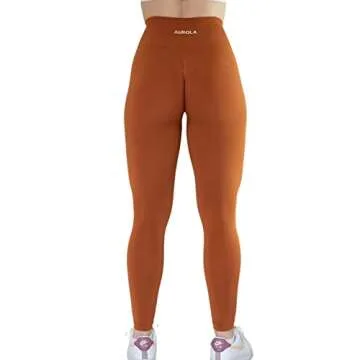 AUROLA Seamless Scrunch Tights Tummy Control Gym Fitness Yoga Pants Girl Sport Active Workout Leggings for Women (XS, Gold Fire)