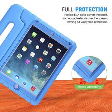 HDE Case for iPad 9.7-inch 2018 / 2017 Kids Shockproof Bumper Hard Cover Handle Stand with Built in Screen Protector for New Apple Education iPad 9.7 Inch (6th Gen) / 5th Generation iPad 9.7 - Blue