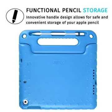HDE Case for iPad 9.7-inch 2018 / 2017 Kids Shockproof Bumper Hard Cover Handle Stand with Built in Screen Protector for New Apple Education iPad 9.7 Inch (6th Gen) / 5th Generation iPad 9.7 - Blue