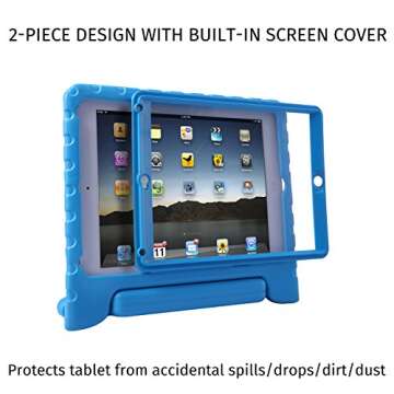 HDE Case for iPad 9.7-inch 2018 / 2017 Kids Shockproof Bumper Hard Cover Handle Stand with Built in Screen Protector for New Apple Education iPad 9.7 Inch (6th Gen) / 5th Generation iPad 9.7 - Blue