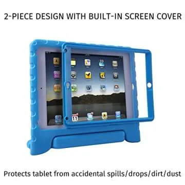 HDE Case for iPad 9.7-inch 2018 / 2017 Kids Shockproof Bumper Hard Cover Handle Stand with Built in Screen Protector for New Apple Education iPad 9.7 Inch (6th Gen) / 5th Generation iPad 9.7 - Blue