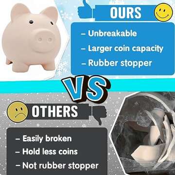 Cute Piggy Bank for Sbrvaniy Pig Money Bank Coin Bank for Boys and Girls My First Unbreakable Money Bank Large Size Decoration Savings Christmas, Halloween, Birthday Gift (Flesh-Colour)