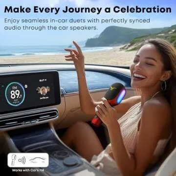 Wireless Bluetooth Karaoke Microphone, 5-in-1 Portable Handheld Mic with LED Lights, Supports Car Karaoke Duets, Karaoke Mic Speaker Machine for Adults & Kids Home Party Birthday (Red)