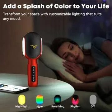 Wireless Bluetooth Karaoke Microphone, 5-in-1 Portable Handheld Mic with LED Lights, Supports Car Karaoke Duets, Karaoke Mic Speaker Machine for Adults & Kids Home Party Birthday (Red)
