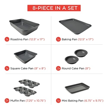 Elbee Home 8-Piece Non-Stick Carbon Steel Baking Set