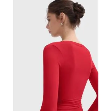 PUMIEY Women's Long Sleeve Scoop Neck Slim Fit T Shirt