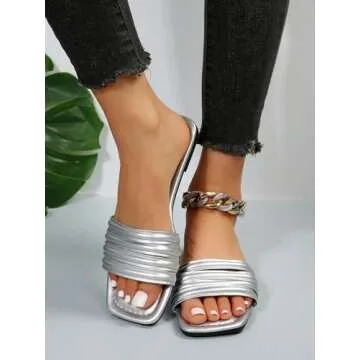 GORGLITTER Women's Open Toe Metallic Sandals - Comfort Meets Style