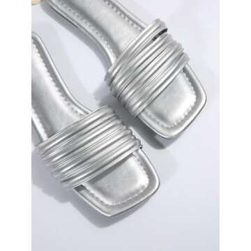 GORGLITTER Women's Open Toe Metallic Sandals - Comfort Meets Style