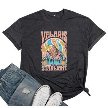 Acotar Velaris Shirts Women Oversized City of Starlight Shirt Book Fan Gift Casual Short Sleeve Tee Black