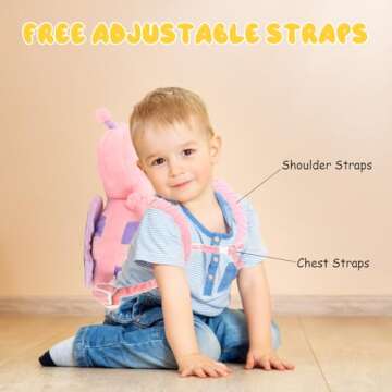 Baby Head Protection Backpack - Soft & Comfortable, Cute Cartoon Design, Pink Butterfly