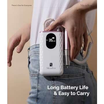 MelodySusie Nail Drill 35000RPM Portable Electric Nail Drill, MM400D Portable Electric Nail File for Acrylic Gel Nails, Professional Nail Drill for Manicure Pedicure Polishing -MR5