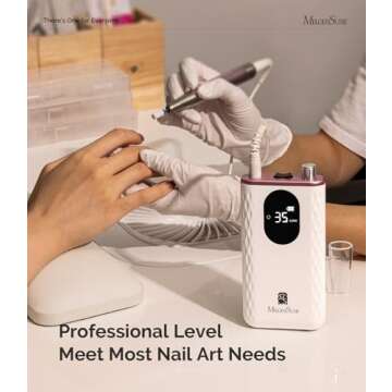 MelodySusie Nail Drill 35000RPM Portable Electric Nail Drill, MM400D Portable Electric Nail File for Acrylic Gel Nails, Professional Nail Drill for Manicure Pedicure Polishing -MR5