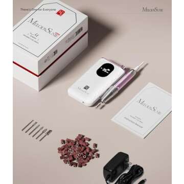 MelodySusie Nail Drill 35000RPM Portable Electric Nail Drill, MM400D Portable Electric Nail File for Acrylic Gel Nails, Professional Nail Drill for Manicure Pedicure Polishing -MR5