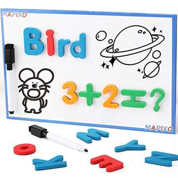 235 Pcs Magnetic Letter Number with Magnet Board, 2 Erasable Magnetic Pen and Storage Box, Foam ABC Alphabet Gift for Refrigerator Fridge, Classroom Toy for Toddler Kid Child Spelling & Learning Game