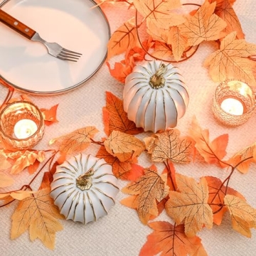 FESTGLOX Fall Pumpkin Decor, 2 PCS Resin Pumpkins