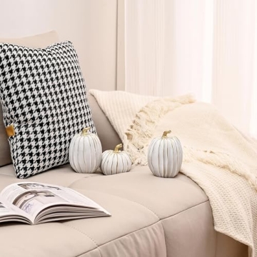 FESTGLOX Fall Pumpkin Decor, 2 PCS Resin Pumpkins