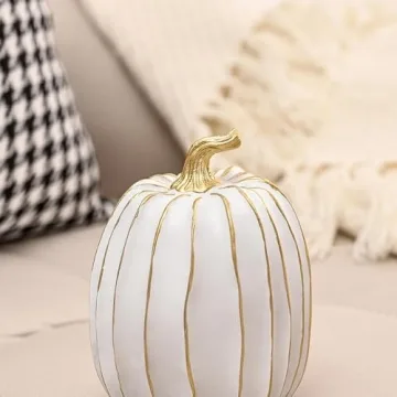 FESTGLOX Fall Pumpkin Decor, 2 PCS Resin Pumpkins