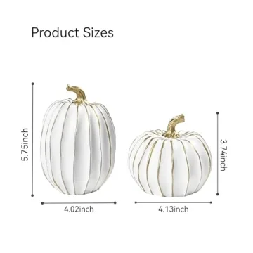 FESTGLOX Fall Pumpkin Decor, 2 PCS Resin Pumpkins