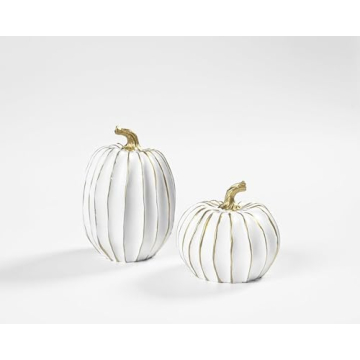 FESTGLOX Fall Pumpkin Decor, 2 PCS Resin Pumpkins