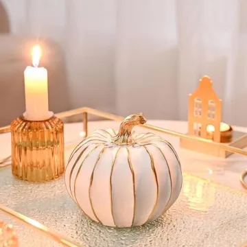 FESTGLOX Fall Pumpkin Decor, 2 PCS Resin Pumpkins