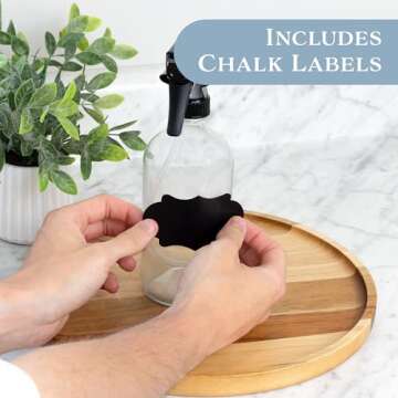 Cornucopia 16oz Clear Glass Spray Bottles (6-Pack); 3-Setting Sprayer Tops and Chalk Labels