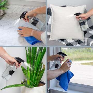 Cornucopia 16oz Clear Glass Spray Bottles (6-Pack); 3-Setting Sprayer Tops and Chalk Labels