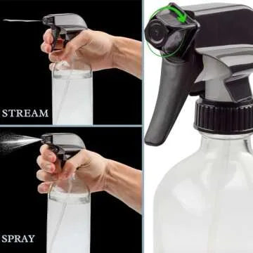 Cornucopia 16oz Clear Glass Spray Bottles (6-Pack); 3-Setting Sprayer Tops and Chalk Labels