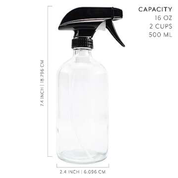 Cornucopia 16oz Clear Glass Spray Bottles (6-Pack); 3-Setting Sprayer Tops and Chalk Labels